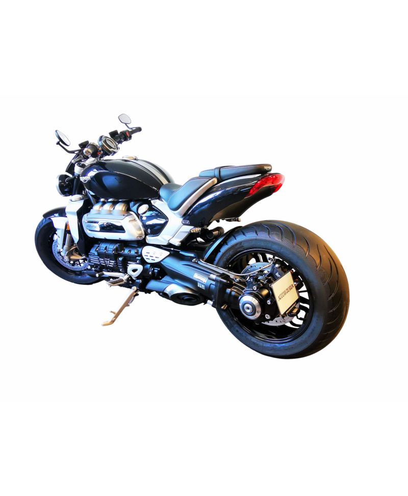 Support de plaque d'immatriculation + feu stop Chrome Bullet Style avec  Grille pour moto